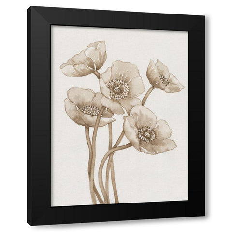 Poppies in Sepia II Black Modern Wood Framed Art Print by OToole, Tim