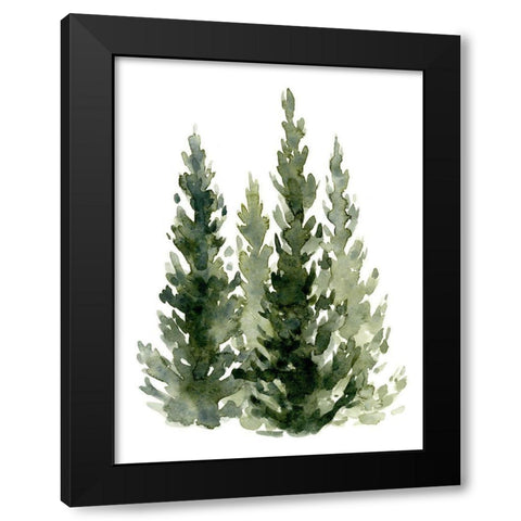 Simple Evergreens II Black Modern Wood Framed Art Print with Double Matting by Caroline, Emma