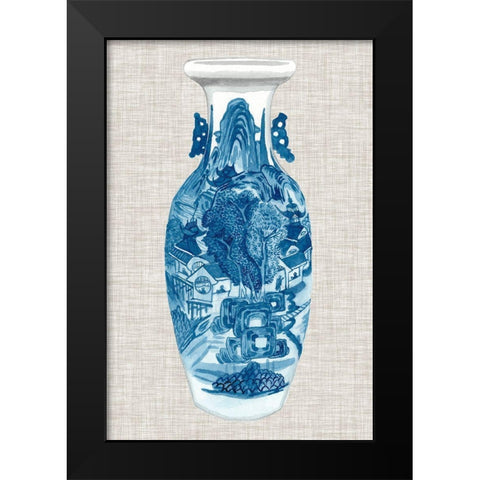 Ming Vase on Linen I Black Modern Wood Framed Art Print by McCavitt, Naomi
