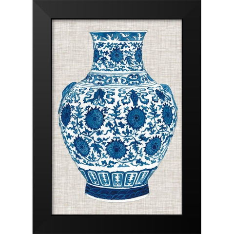 Ming Vase on Linen V Black Modern Wood Framed Art Print by McCavitt, Naomi