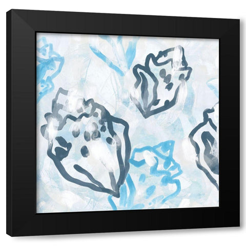 Shell Swirl I Black Modern Wood Framed Art Print with Double Matting by Vess, June Erica