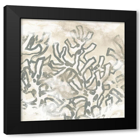 Vintage Sea Batik II Black Modern Wood Framed Art Print by Vess, June Erica