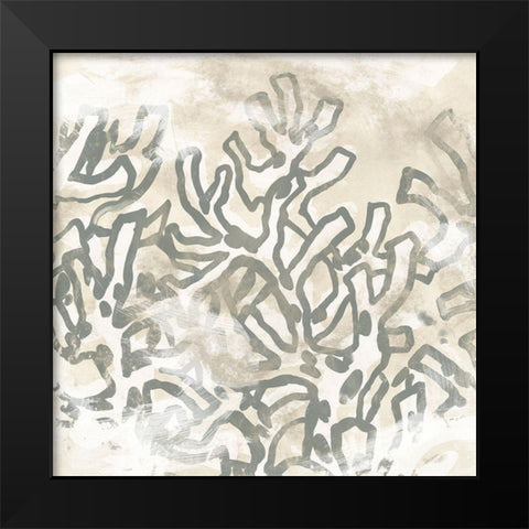 Vintage Sea Batik II Black Modern Wood Framed Art Print by Vess, June Erica