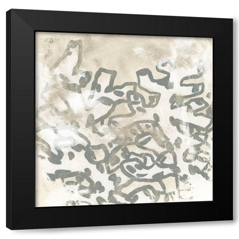 Vintage Sea Batik III Black Modern Wood Framed Art Print by Vess, June Erica