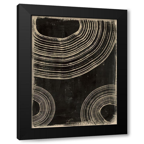 Rings on Charcoal I Black Modern Wood Framed Art Print with Double Matting by Barnes, Victoria