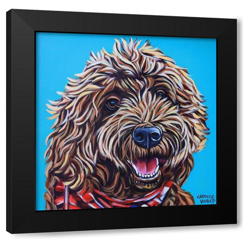 Doodle on Blue Black Modern Wood Framed Art Print by Vitaletti, Carolee