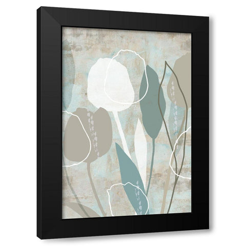 Sea Mist Floral I Black Modern Wood Framed Art Print by Kouta, Flora