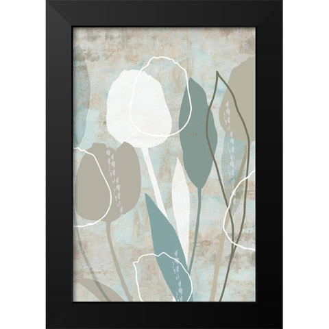 Sea Mist Floral I Black Modern Wood Framed Art Print by Kouta, Flora