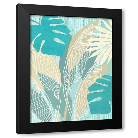 Aqua Tropical I Black Modern Wood Framed Art Print by Kouta, Flora