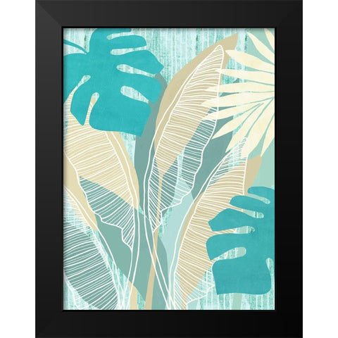 Aqua Tropical I Black Modern Wood Framed Art Print by Kouta, Flora