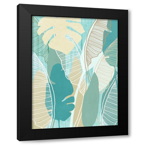 Aqua Tropical II Black Modern Wood Framed Art Print with Double Matting by Kouta, Flora