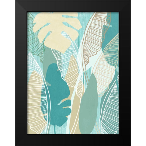 Aqua Tropical II Black Modern Wood Framed Art Print by Kouta, Flora