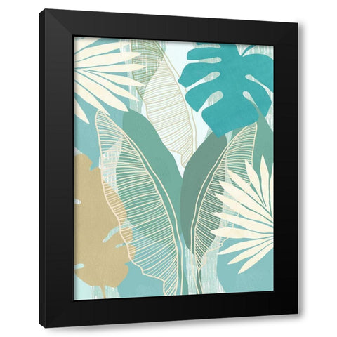 Aqua Tropical III Black Modern Wood Framed Art Print by Kouta, Flora