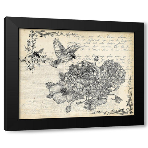 Ink Flowers I Black Modern Wood Framed Art Print by Wang, Melissa