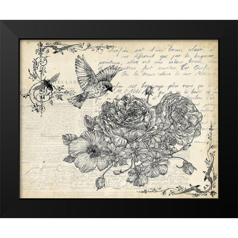 Ink Flowers I Black Modern Wood Framed Art Print by Wang, Melissa