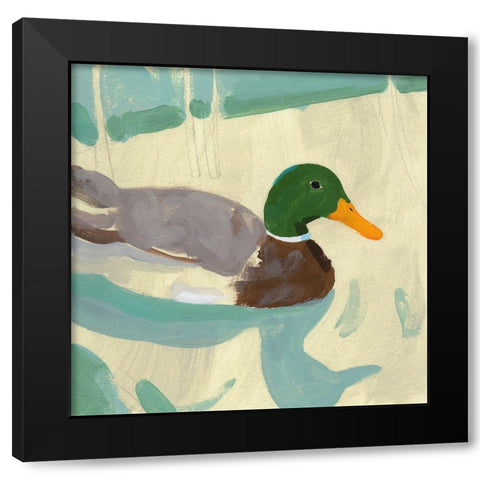 Bathing Mallard I Black Modern Wood Framed Art Print by Green, Jacob