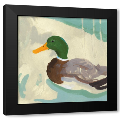 Bathing Mallard II Black Modern Wood Framed Art Print by Green, Jacob