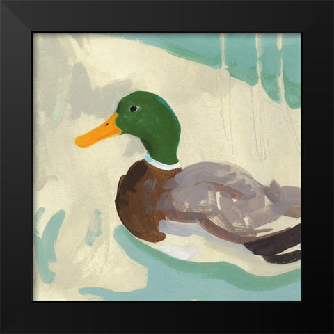 Bathing Mallard II Black Modern Wood Framed Art Print by Green, Jacob