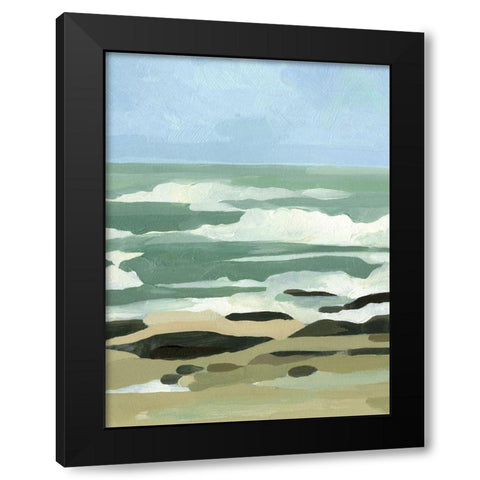 Abstracted Coastline I Black Modern Wood Framed Art Print with Double Matting by Caroline, Emma