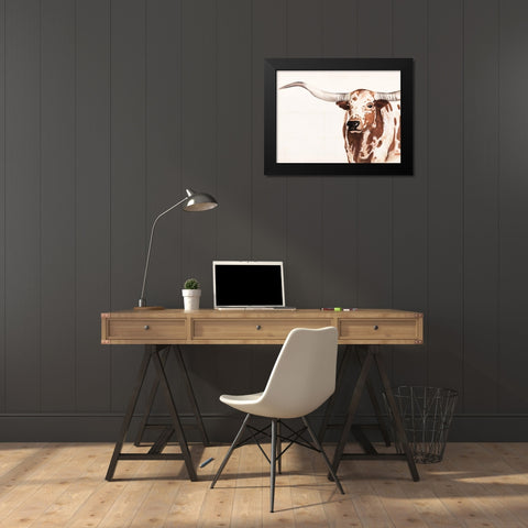 Spotted Steer II Black Modern Wood Framed Art Print by Warren, Annie