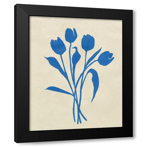 Blue Tulips I Black Modern Wood Framed Art Print by Caroline, Emma