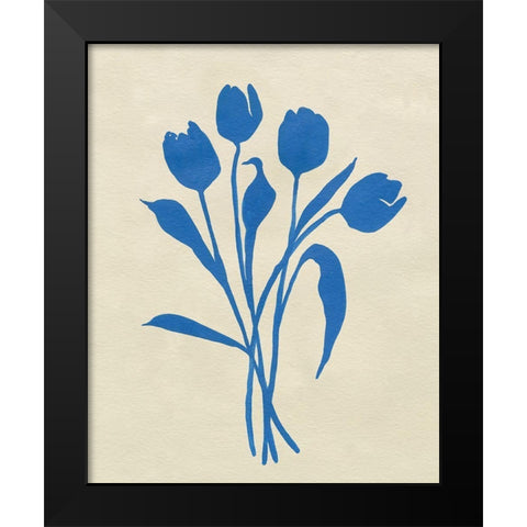 Blue Tulips I Black Modern Wood Framed Art Print by Caroline, Emma