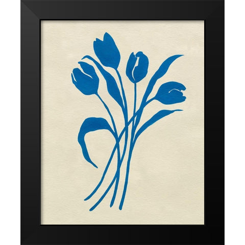 Blue Tulips II Black Modern Wood Framed Art Print by Caroline, Emma