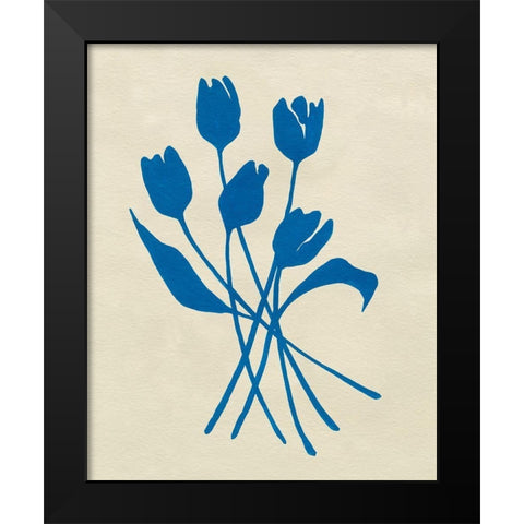 Blue Tulips III Black Modern Wood Framed Art Print by Caroline, Emma