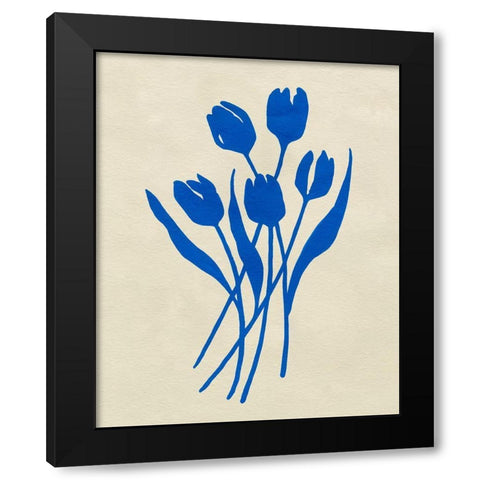Blue Tulips IV Black Modern Wood Framed Art Print by Caroline, Emma