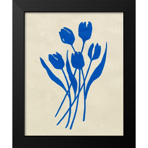 Blue Tulips IV Black Modern Wood Framed Art Print by Caroline, Emma