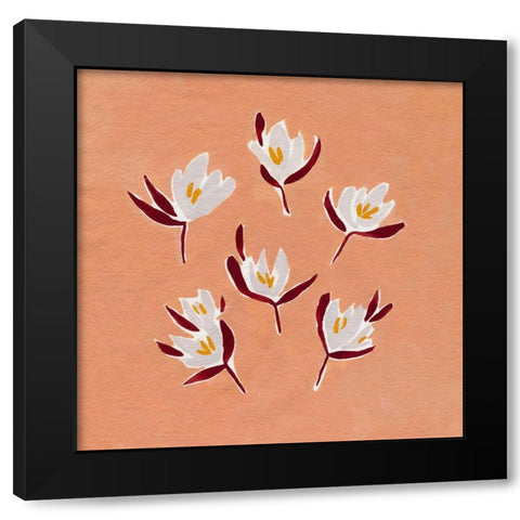 Ditsy Blooms I Black Modern Wood Framed Art Print by Caroline, Emma