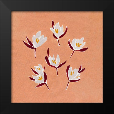 Ditsy Blooms I Black Modern Wood Framed Art Print by Caroline, Emma