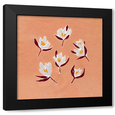 Ditsy Blooms II Black Modern Wood Framed Art Print by Caroline, Emma