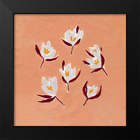 Ditsy Blooms II Black Modern Wood Framed Art Print by Caroline, Emma