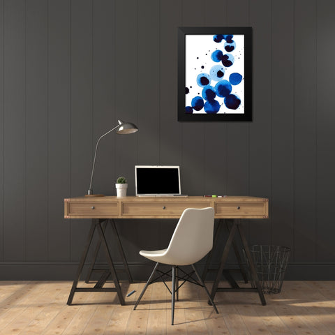 Blue Drops I Black Modern Wood Framed Art Print by Warren, Annie