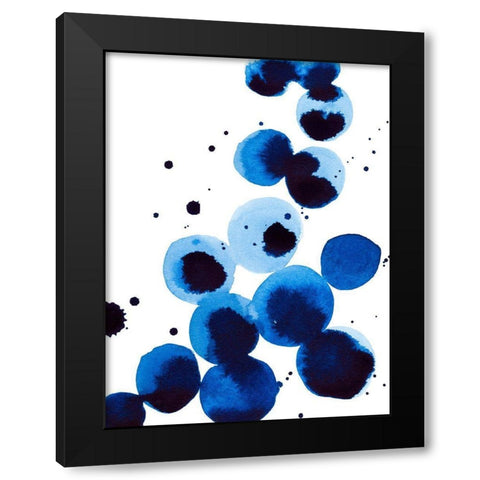 Blue Drops I Black Modern Wood Framed Art Print by Warren, Annie