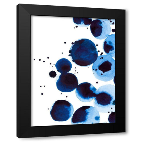 Blue Drops II Black Modern Wood Framed Art Print with Double Matting by Warren, Annie