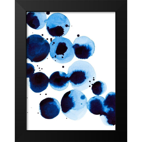 Blue Drops III Black Modern Wood Framed Art Print by Warren, Annie