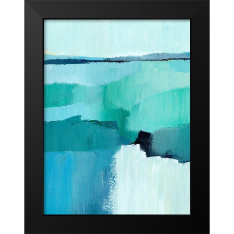 Cyan Reflections I Black Modern Wood Framed Art Print by Warren, Annie