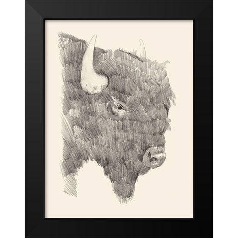 Buffalo Sketch I Black Modern Wood Framed Art Print by Green, Jacob
