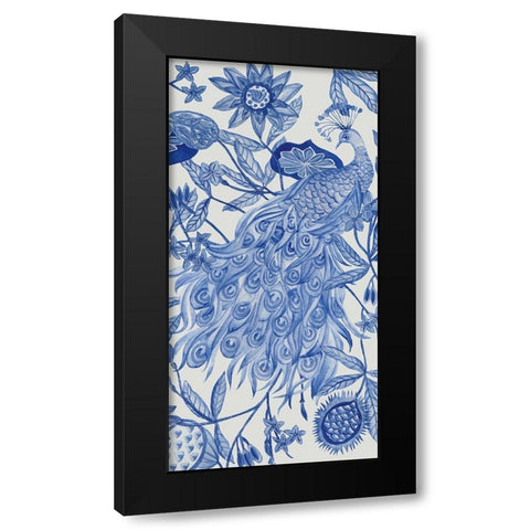 Peacock in Indigo II Black Modern Wood Framed Art Print with Double Matting by Wang, Melissa