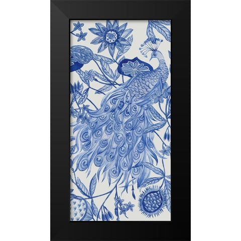 Peacock in Indigo II Black Modern Wood Framed Art Print by Wang, Melissa