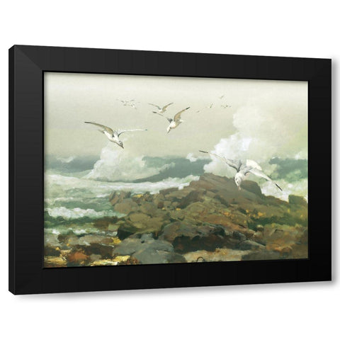Green Ocean II Black Modern Wood Framed Art Print with Double Matting by Hunziker, Steve