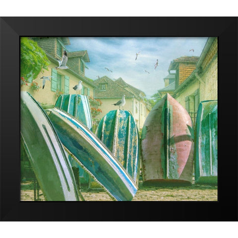 Green Ocean IV Black Modern Wood Framed Art Print by Hunziker, Steve