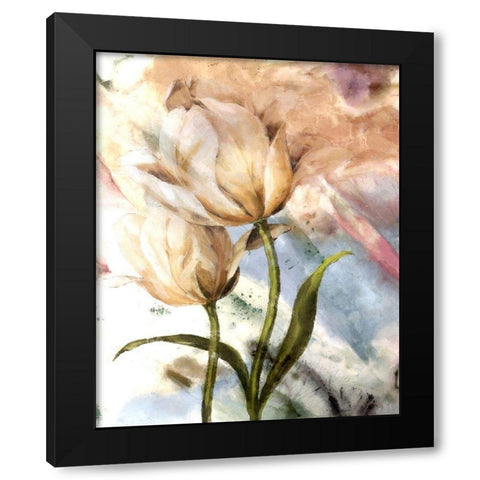 Pastel Fleur I Black Modern Wood Framed Art Print with Double Matting by Smith, Karen