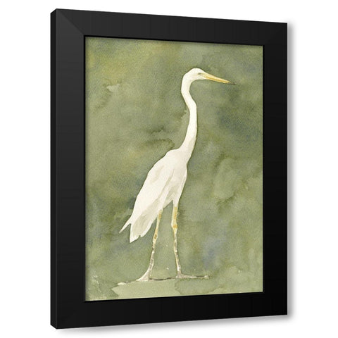 Emerald Heron I Black Modern Wood Framed Art Print with Double Matting by Caroline, Emma