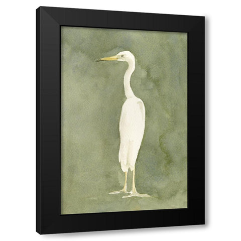 Emerald Heron II Black Modern Wood Framed Art Print with Double Matting by Caroline, Emma