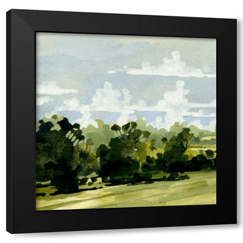 Green Gardens I Black Modern Wood Framed Art Print with Double Matting by Caroline, Emma