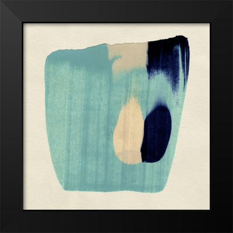 Teal Swipe I Black Modern Wood Framed Art Print by Caroline, Emma