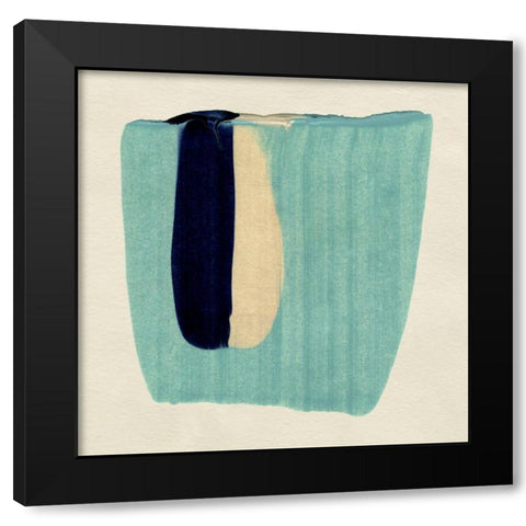 Teal Swipe II Black Modern Wood Framed Art Print by Caroline, Emma
